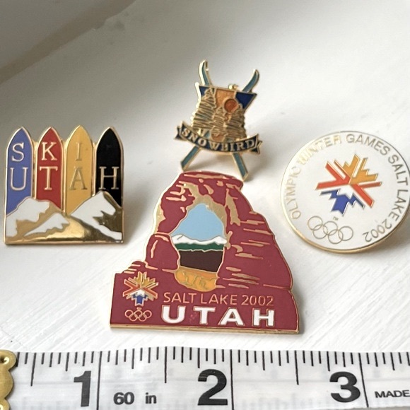 Vintage Utah Ski Snowbird and Salt Lake Winter Games 2002 Four Metal Enamel Pins - Picture 4 of 9